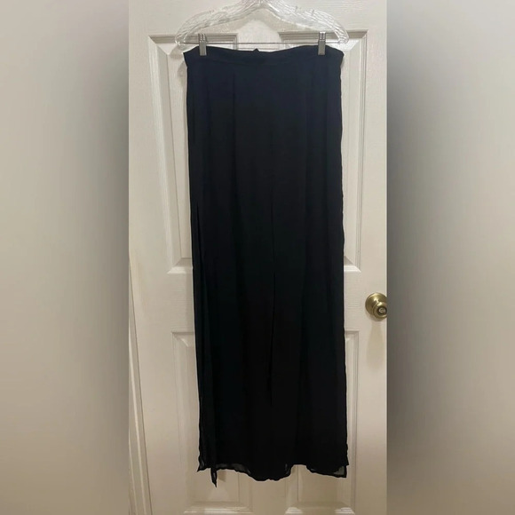 CACHE Cocktail Party High Multi-Split Leg Chiffon Overlay Black Pants Size 14 - Picture 3 of 11